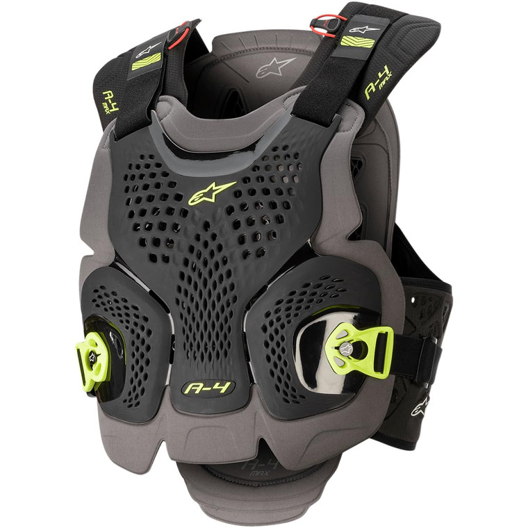 Alpinestars A-4 Max Roost Guard, Off-Road Chest Protector, CE-Certified, XL/2XL, Black/Anthracite/Yellow Fluorescent