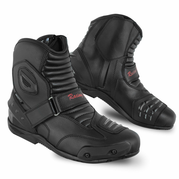 PROFIRST Short Ankle Leather Motorbike boots for men Motorcycle boots Protective Shoes for Riders - CE Approved (Black, US Footwear Size System, Adul