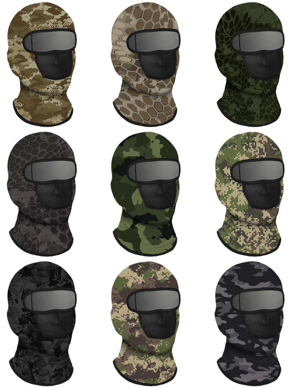 SATINIOR 9 Pcs Camo Balaclava Ski Mask Full Face Sun Mask for Men Women Face Cover Breathable UV Protection for Outdoor Sport(Medium,Fresh Camouflage