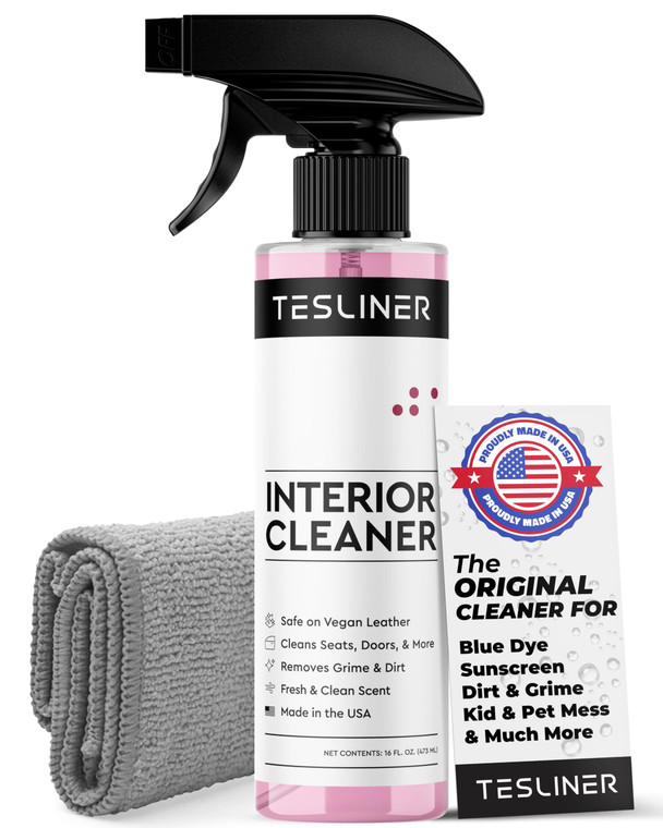 Tesla Seat Cleaner & Stain Remover - Interior Cleaner for Black & White Vegan Leather, Interior Cleaning Products for Seats, Dash, Console | Tesla Ac
