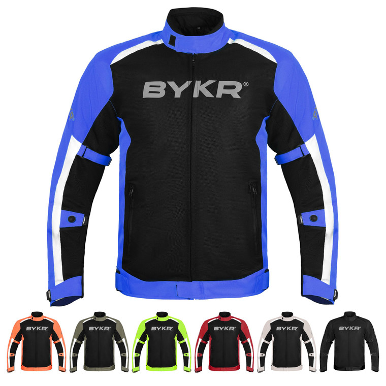 BYKR Mesh Motorcycle Jacket For Men Dual Sports Adventure Breathable Air Racing Bikers Riding Powersports Protective Motorbike Jackets Enduro CE Armo