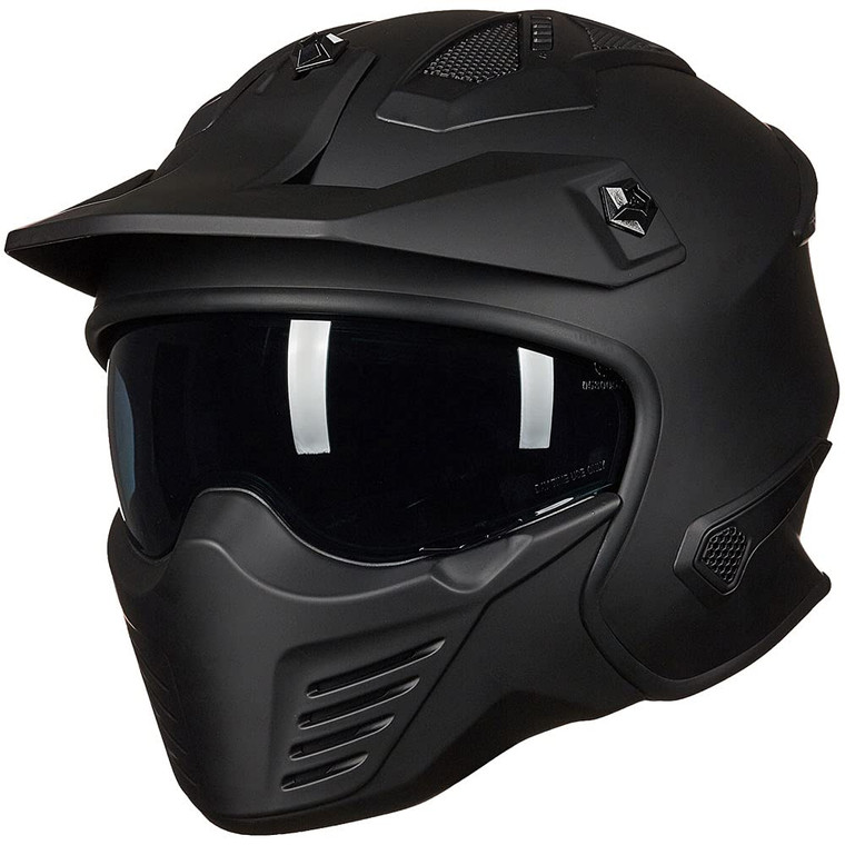 ILM Open Face Motorcycle 3/4 Half Helmet for Dirt Bike Moped ATV UTV Motocross Cruiser Scooter DOT Model 726X (Matte Black,M)