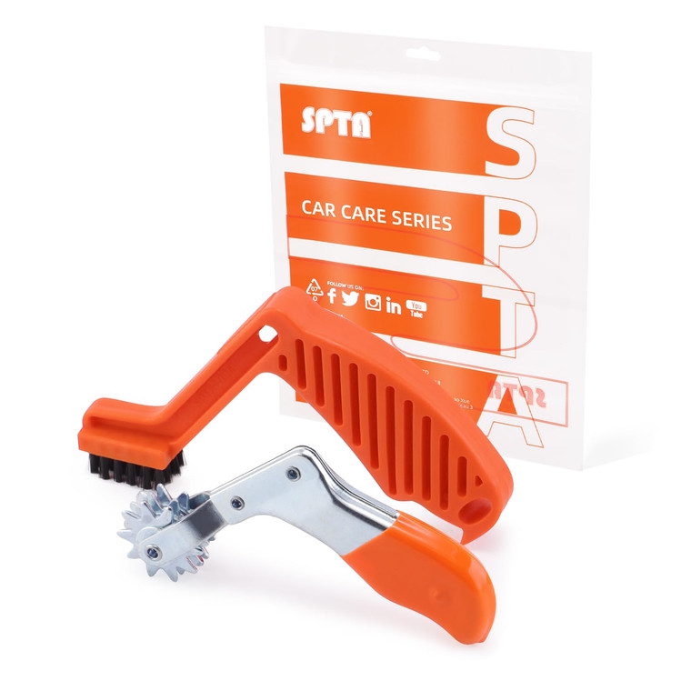 SPTA Polishing Pad Conditioning Brush, Polishing Spur Tool Set,Wool Buffing Pad Cleaning Spur Tool+ Foam Pad Brush, Car Buffing Pad Professional Clea