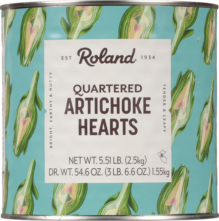 Roland Foods Quartered Artichoke Hearts, 5 Pound 8 Ounce Can, Pack of 2