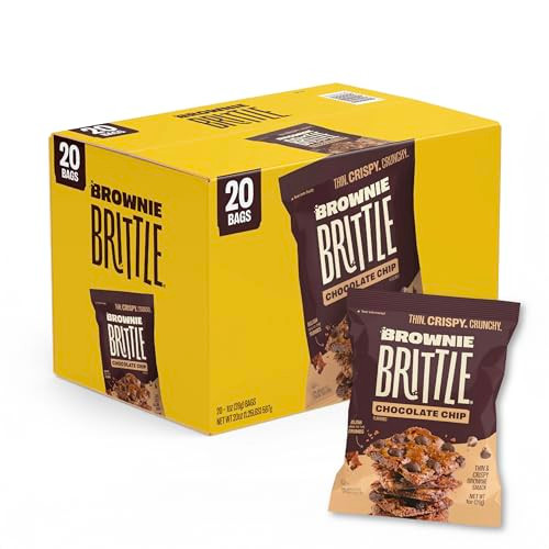Brownie Brittle  Original Chocolate Chip Thin and Crispy Sweet Snacks (Pack of 20, 1 oz), Rich Gourmet Brownie Bites Dessert