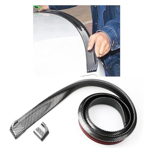 Car Rear Spoiler Roof Lip Kit, Carbon Fiber 3D Rubber Trunk Spoiler Trim Strip Cool Car Decoration, Universal Punch-Free Vehicle Exterior Accessory S