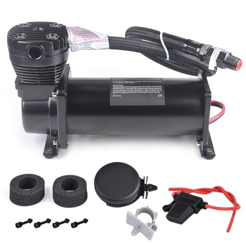 CNRAQR 200PSI 3/8 NPT Heavy Duty Air Train Horn/Air Ride Suspension Compressor 12V Black