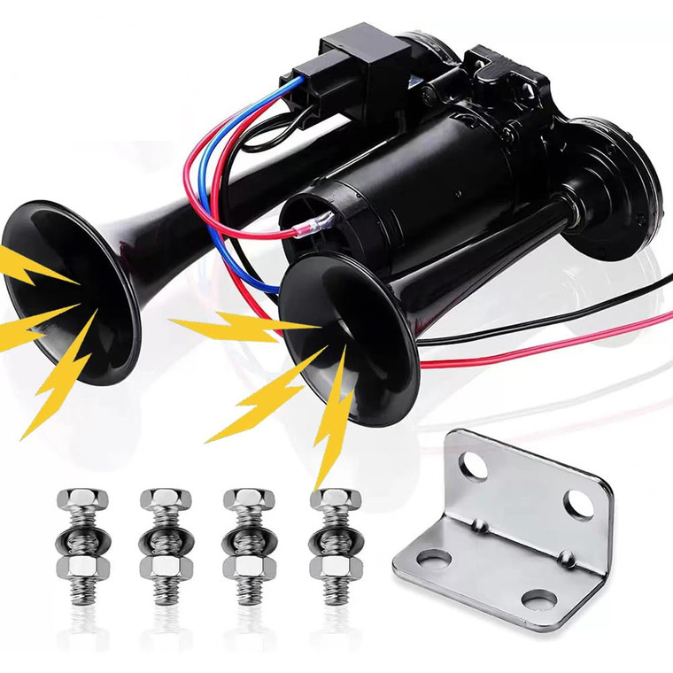 Onimento 12V 600DB Super Loud Dual Electric Air Horns Kit with Compressor Applicablefor Any 12V Vehicles SUV Truck Car Airhorns Horn Loud Motorcycle