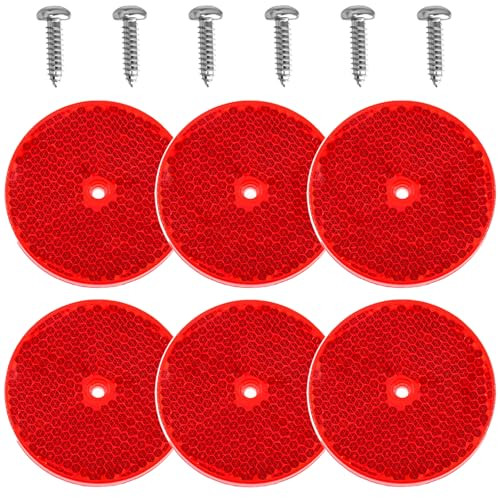 smseace 12pcs Safety Reflectors Red Round Reflectors 3inch with Stainless Steel Screw Used for Mailboxes,Driveway,Tunnels,Post,Cars,Trailer Reflector