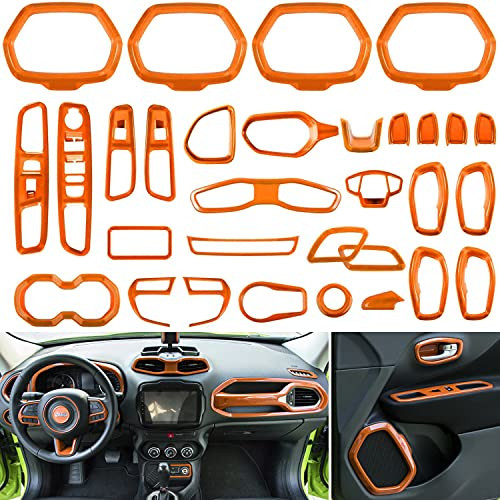 31 PCs Car Interior Accessories Trim - Air Conditioning Vent Decoration & Door Speaker & Water Cup Holder & Headlight Switch & Window Lift Button Cov