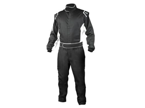 K1 Race Gear K1 Challenger Adult FR Cotton Fire Suit - SFI 3.2A/1 - Black, White - Large/XL 58