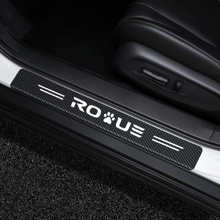 MAXDOOL 4Pcs Car Door Sill Protector Reflective 4D Carbon Fiber Sticker Decoration Door Entry Guard Door Sill Scuff Plate Stickers Accessories for Ro