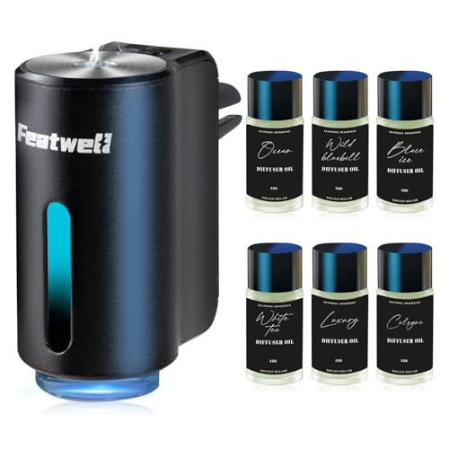 Featwell Car Air Freshener, Three Adjustable Modes Intelligent Car Aroma Diffuser, Rechargeable Car Aroma Diffuser, Black