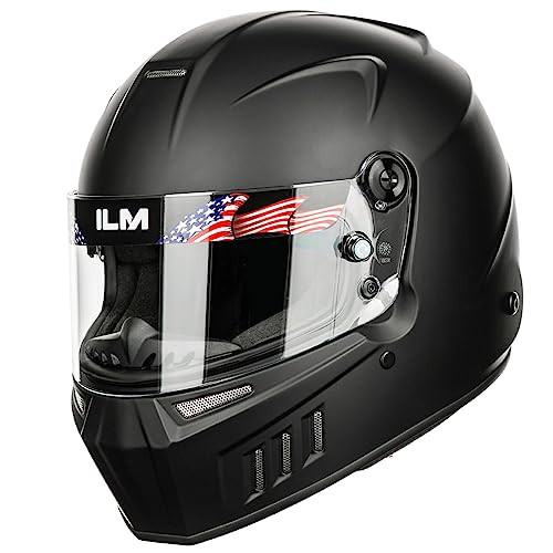 ILM Snell SA2020 Full Face Auto Racing Helmets Lightweight Fiberglass for Adult Men and Women Model 890(XL, MatteBlack)