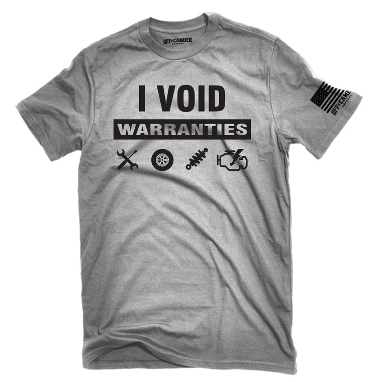 Off-Camber Apparel I Void Warranties Funny Mechanic Garage Automotive Off-Road Race t-Shirt Made in The USA (Large) Graphite Gray