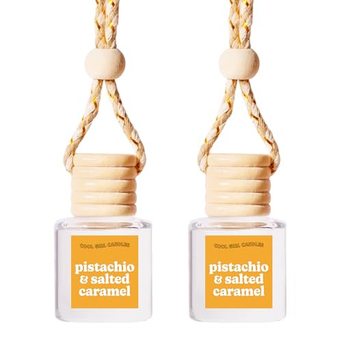COOLGIRLCANDLES Pistachio Salted Caramel Hanging Car Air Freshener and Essential Oil Diffuser - Automobile Aromatherapy Diffuser Bottle