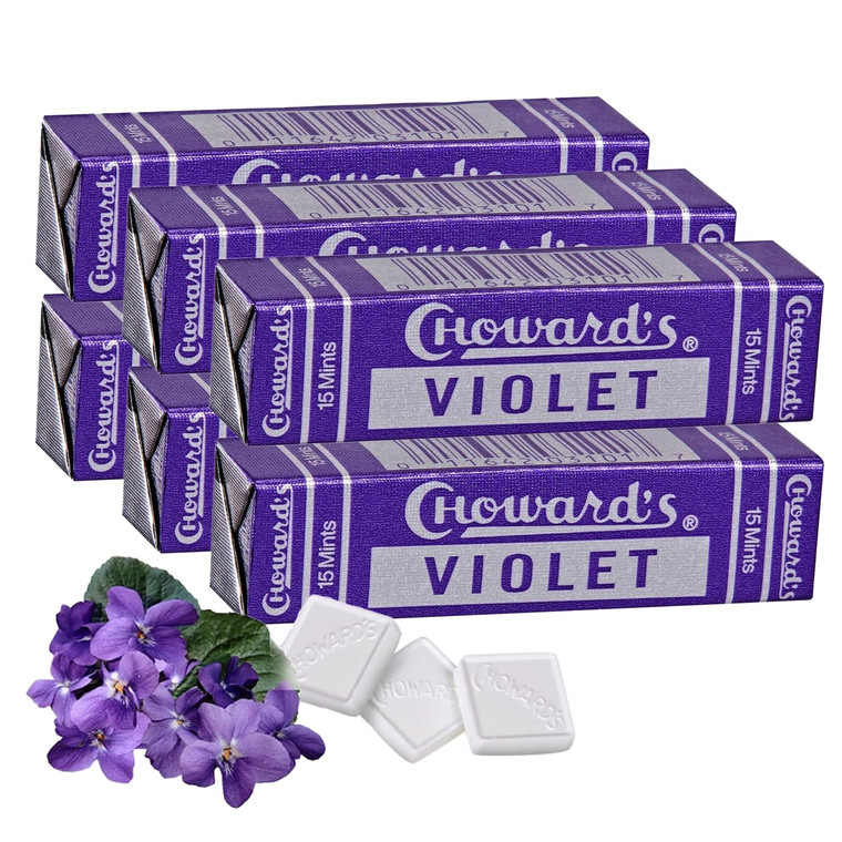 Choward's Violet Mints Candy | Bold Aromatic Flavor | Perfect for Snacks in Lunchboxes, Travel, Sharing, and Gifting | Nostalgic Vintage Candy | 6 Pa