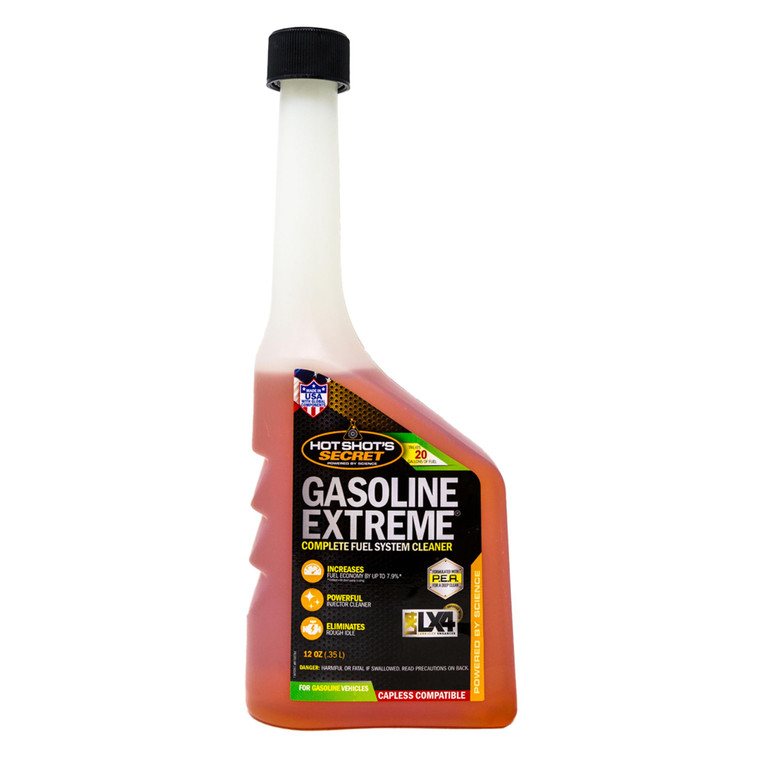 Hot Shots Secret Gasoline Extreme 12 oz  Treats 20 Gallons  Concentrated Fuel Additive for Gasoline Engines, Fuel System and Injector Cleaner, Res