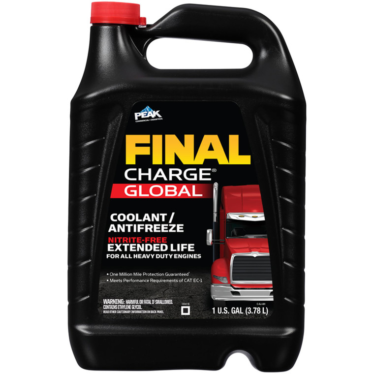 PEAK FINAL CHARGE Global Extended Life Concentrate Antifreeze/Coolant for All Heavy Duty Engine Cooling Systems, 1 Gal.