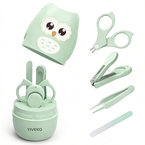 YIVEKO Baby Nail Kit, 4-in-1 Baby Nail Care Set with Cute Case, Baby Nail Clippers, Scissors, Nail File & Tweezers, Baby Manicure Kit and Pedicure ki
