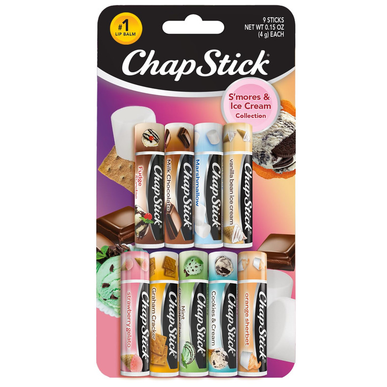 ChapStick Lip Balm, Ice Cream Collection 3-Pack, Ice Cream Classics 3-Pack + Smores Collection  Fun & Flavorful Lip Care, Birthday Gift, Party Favo