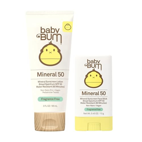 Sun Bum Baby Bum Spf 50 Sunscreen Face Stick and Lotion Mineral Uva/uvb Face and Body Protection for Sensitive Skin Fragrance Free Travel Size