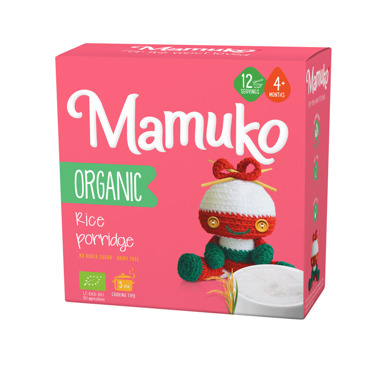 MAMUKO Organic Porridge - Rice Porridge with No Added Sugar, Milk & Preservatives - High Fiber Porridge Developed with EU Experts - Healthy Porridge