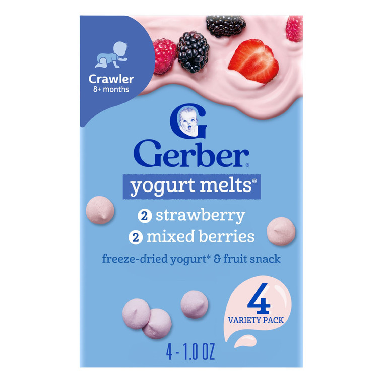 Gerber Stage 3 Baby Food, Strawberry and Mixed Berries Melts, 1 oz. Pouch (Pack of 4)