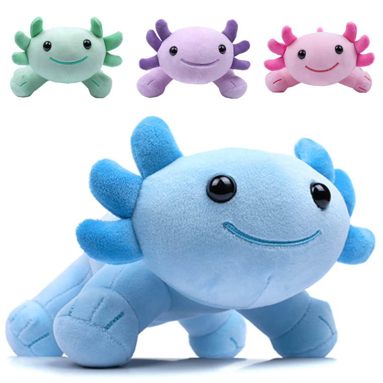 DYBFONO Axolotl Plush Toy, 10.8 Soft Cute Axolotl Stuffed Cotton Plush Pillow Kawaii Salamander Animal for Boys Girls Kids Gift (Blue)