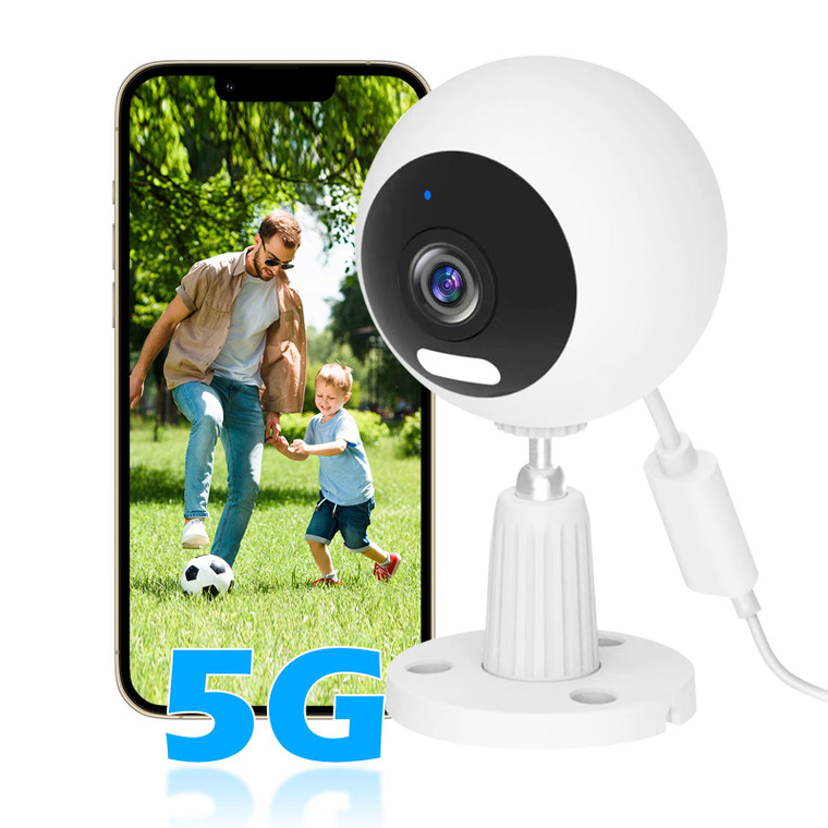 GUOANVISION 5G Security Camera Indoor/Outdoor, Baby Monitors Camera, Nanny/Pet/Dog Cameras with Phone App,IP66 Waterproof, Color Night Vision, White