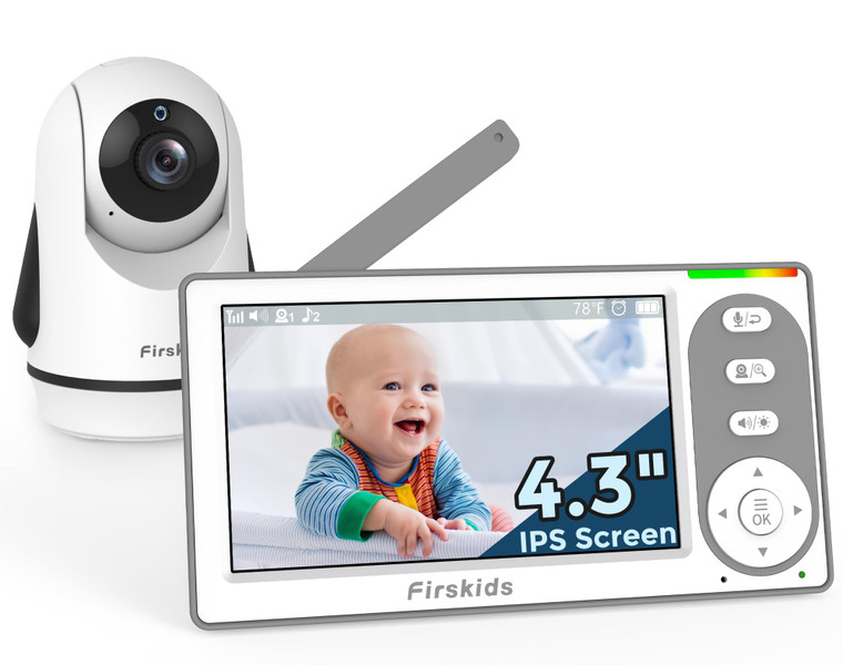 Firskids Baby Monitor - 1000ft Long Range Baby Monitor with Camera and Audio No WiFi, Built in 3500mAh Battery,Auto Night Vision, Temperature, 2-Way