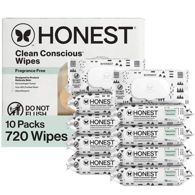 The Honest Company Hypoallergenic Multi-Use Baby Wipes for Sensitive Skin, Pattern Play, 720 Count