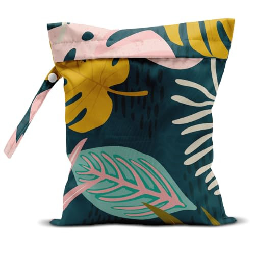 zcyxuuw Wet Bag, Wet Dry Bag, Wet Bag for Swimsuit, Travel, Beach, Pool, Diapers, Dirty Yoga Gym Clothes, Makeup Bag, Waterproof Tropical Palm Leaves