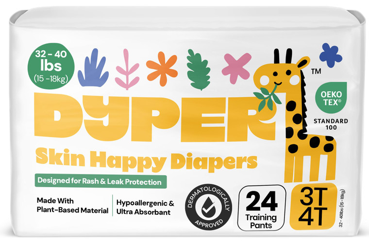 DYPER Toddler Training Pants 3T-4T for Boys & Girls Hypoallergenic, Unscented, Plant-Based & Perfect for Sensitive Skin, Leakproof Potty Training Pan