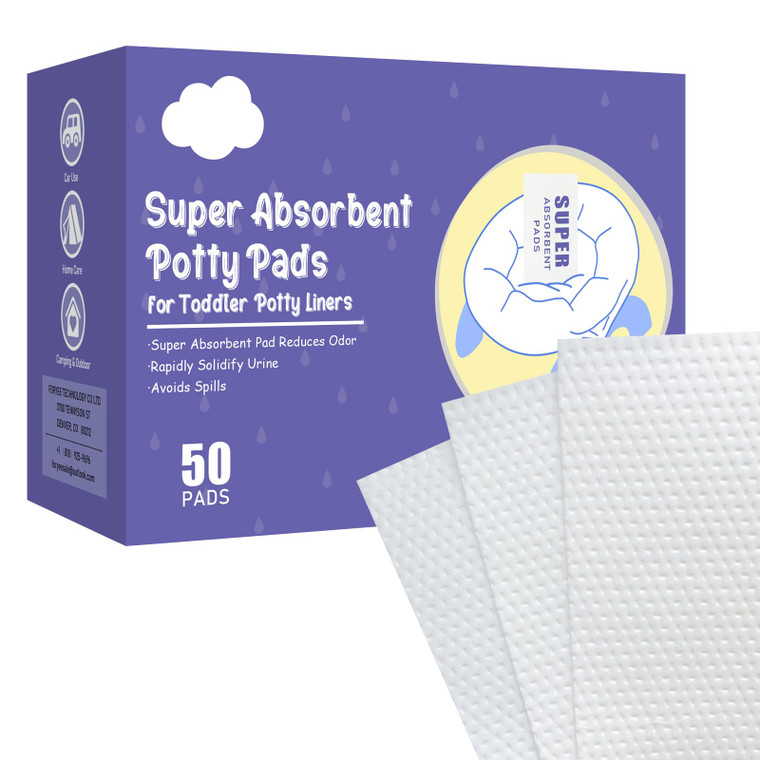 REFLYAWAY 50 Packs Super Absorbent Urine Pads Portable Child Used with Travel Potty Bags Disposable Liners for Toddlers, Toilet Seat for Kids Pee Tra