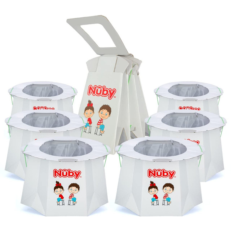 Nuby Disposable Travel Potty with Liner - Foldable and Portable Potty; Toddler Potty Essential for Camp, Trips, & Car Rides - Travel Potty for Toddle