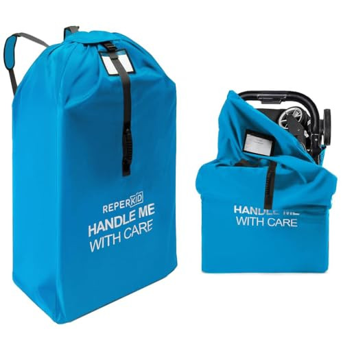 reperkid Large Stroller Bag for Airplane Travel, Blue, 47" H x 24" W x 15" D, Fits Most Large, Single, Double, Jogging Strollers  Premium Waterproof