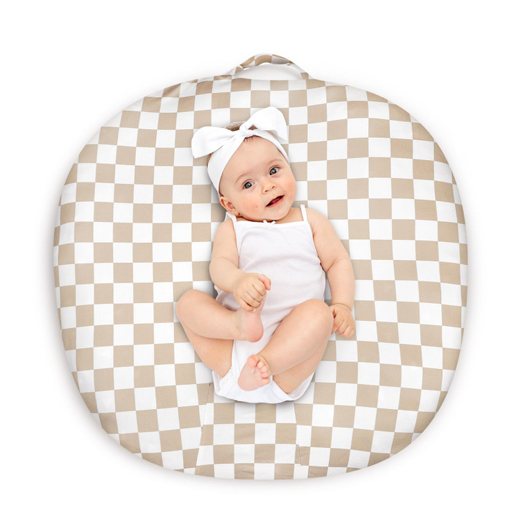 DILIMI Newborn Lounger Cover Removable Cover Ultra Soft Comfortable Lounger Slipcover Removable Cover for Infant Lounger Pillow, Light Brown Checkerb