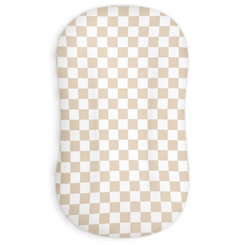 DILIMI Baby Lounger Cover for Boys and Girls, Removable Cover Ultra Soft Comfortable Lounger Slipcover, Light Brown Checkerboard (Lounger not Include
