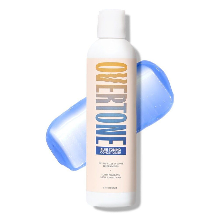 oVertone Haircare Blue Toning Conditioner - Neutralizes Brassiness for Blonde to Light Brown Hair - Deeply Hydrating Formula with Shea Butter & Cocon