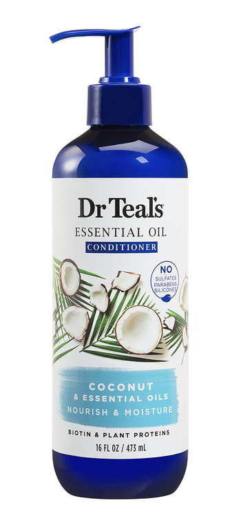 Dr Teal's Coconut Nourish & Moisture Essential Oil Conditioner, Sulfate Free, 16 Fl Oz