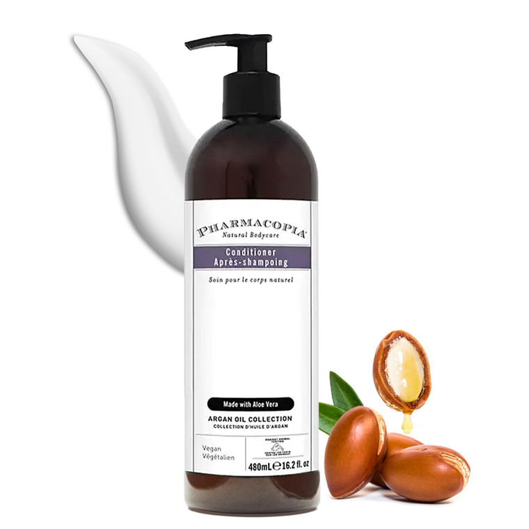 Pharmacopia Hotel Argan Oil Conditioner - Natural Hydrating, Vegan & Cruelty-Free Hair Care with Aloe Vera, Olive Leaf Extract and Chamomile for Dry