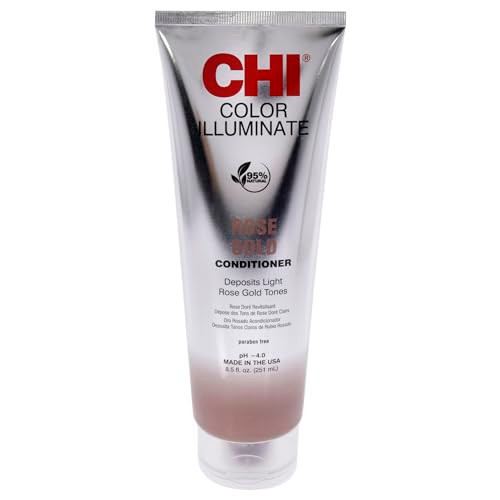 CHI Color Illuminate Conditioner, Helps Maintain Fresh Color In Natural & Color-Treated Hair, Sulfate, Paraben, & Cruelty-Free, Rose Gold, 8.5 Oz