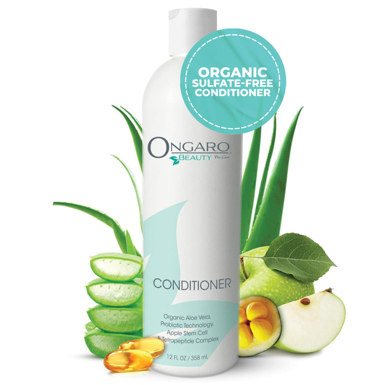 Ongaro Beauty Organic Hair Conditioner for Men & Women - Moisturizing Hydrating Conditioner with Aloe Vera, Vitamin E & Apple Stem Cells, Restores Da