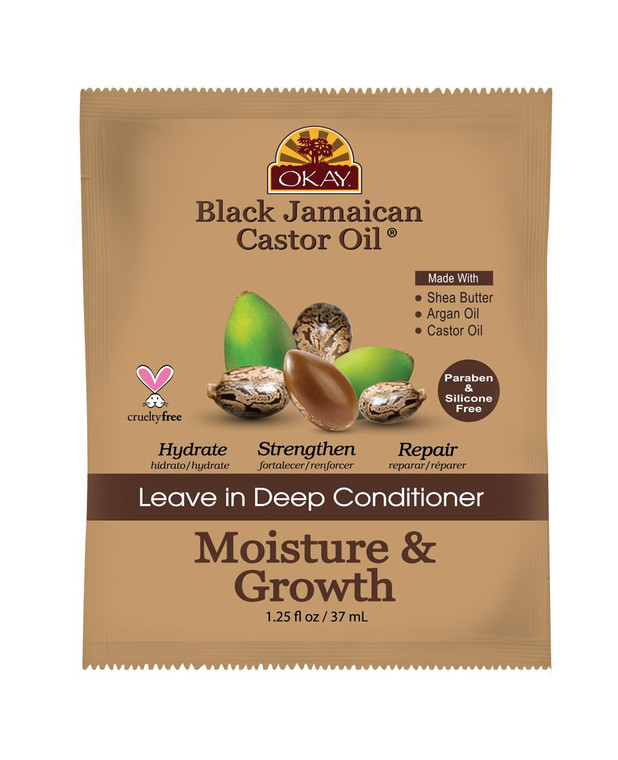 OKAY Black Jamaican Castor Oil Leave In Conditioner - Hair Moisturizer for Women and Men, Natural Product, Curly Hair Grease for Smooth, Moisturized