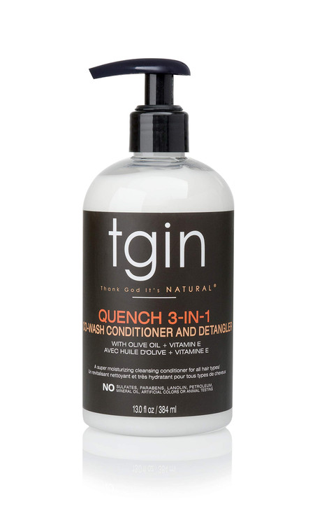 tgin Quench 3-in-1 Co-Wash Conditioner & Detangler  Cowash for Curly Hair That Cleanses & Softens  Lightweight Curly Hair products with Shea Butter