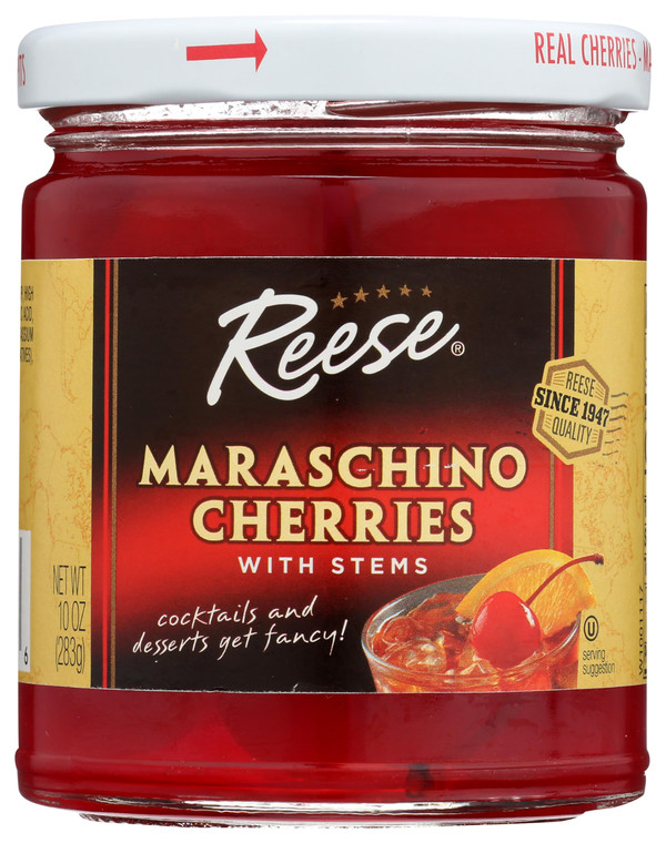 Reese Red Maraschino Cherries with Stems 10oz (Pack of 1)