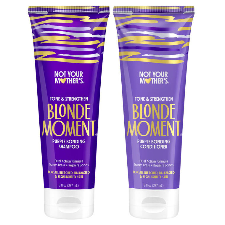 Not Your Mother's Blonde Moment Purple Shampoo and Conditioner (2-Pack) - 8 fl oz - Ideal for Blonde, Highlighted Brunette, Silver Hair - Helps with
