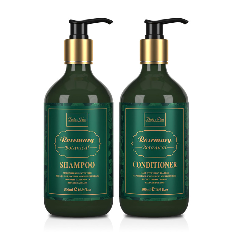 Baby Hair Botanical Shampoo & Conditioner Set - Anti Hair Fall & Hair Growth Formulas with Panthenol, Tea Tree Oil, Multivitamins (A, B3, D)