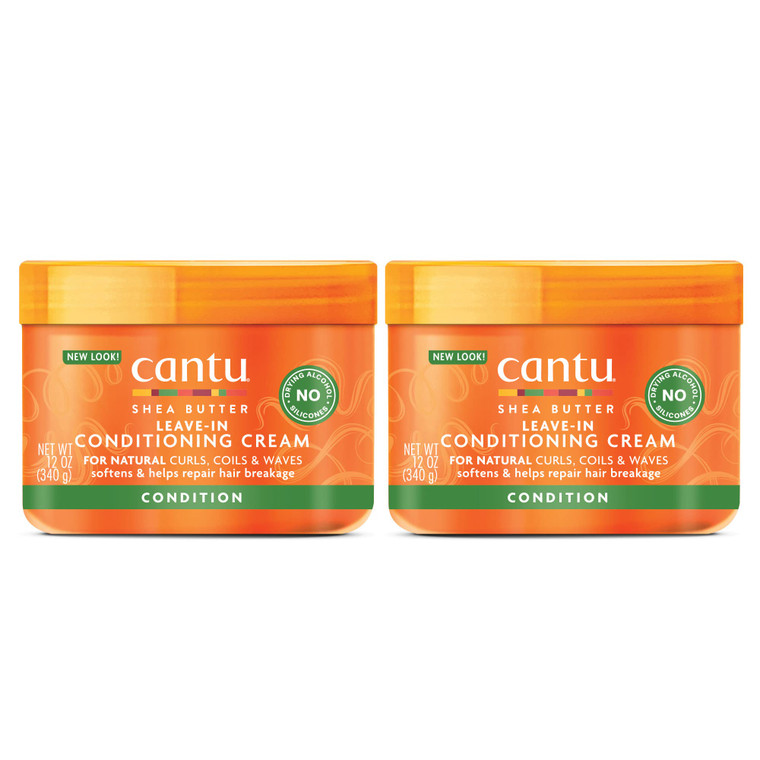 Cantu Leave-In Conditioning Cream for Natural Hair with Pure Shea Butter, 12 oz (Pack of 2)